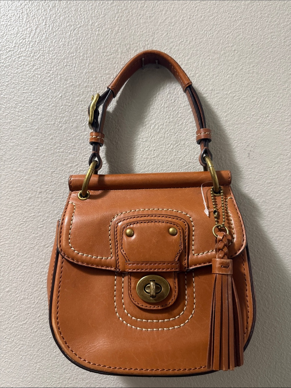 Rare Vintage Coach Legacy Mini Willis 19886 British Tan Leather Top Handle Bag